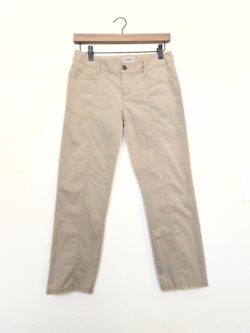 Express Beige Cotton Mid Rise Ankle Pants Size 2